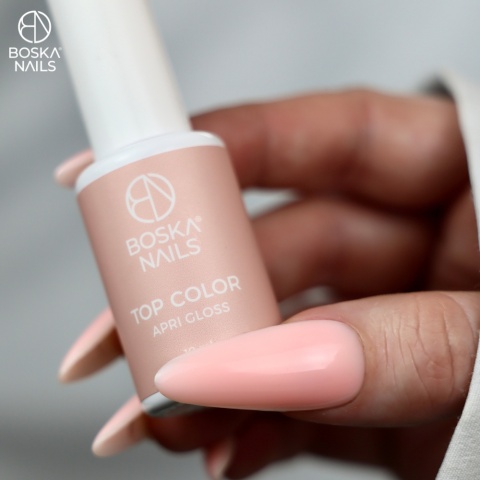 Boska Nails Top Color Apri Gloss No Wipe – Brzoskwiniowy Top Hybrydowy 10 ml