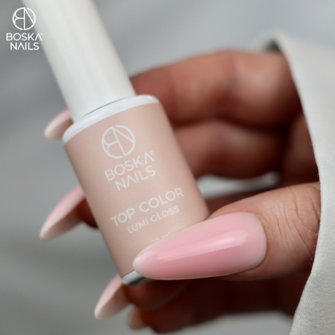 Boska Nails Top Color Lumi Gloss No Wipe – Różowy Top Hybrydowy 10 ml
