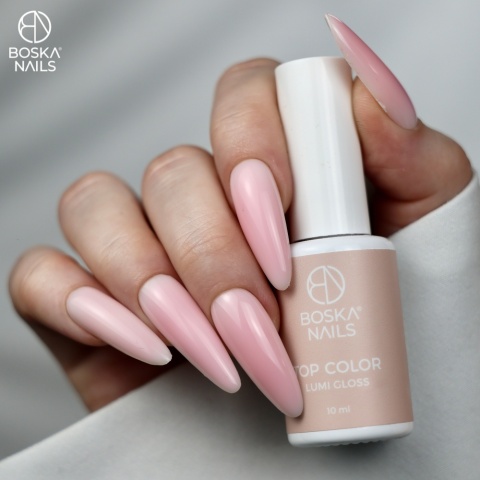 Boska Nails Top Color Lumi Gloss No Wipe – Różowy Top Hybrydowy 10 ml