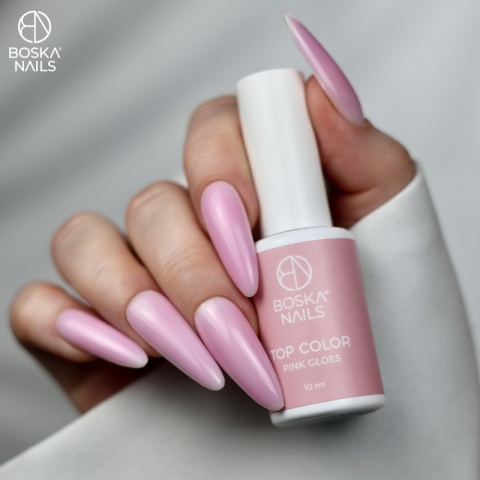 Boska Nails Top Color Pink Gloss No Wipe – Różowy Top Hybrydowy 10 ml