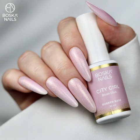 Boska Nails City Girl Rubber Base Blush Club Różowa Baza Kauczukowa z Drobinkami 10 ml