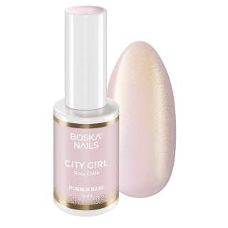 Boska Nails City Girl Rubber Base Rose Code Mleczna Baza Kauczukowa Nude z Drobinkami 10 ml