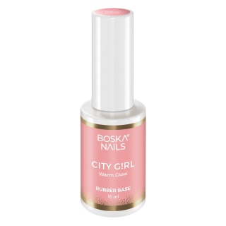 Boska Nails City Girl Rubber Base Warm Glow Ciepła Różowa Baza Kauczukowa z Drobinkami 10 ml