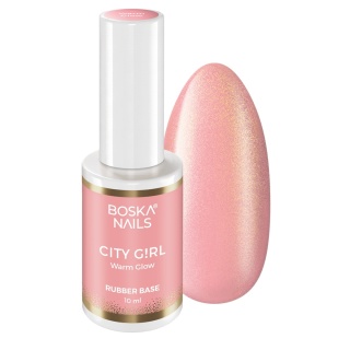 Boska Nails City Girl Rubber Base Warm Glow Ciepła Różowa Baza Kauczukowa z Drobinkami 10 ml