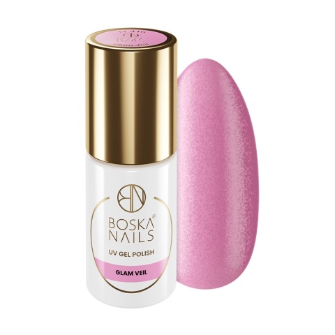 Boska Nails Say Yes Glam Veil No. 416 – Różowy Lakier Hybrydowy z Drobinkami 6 ml