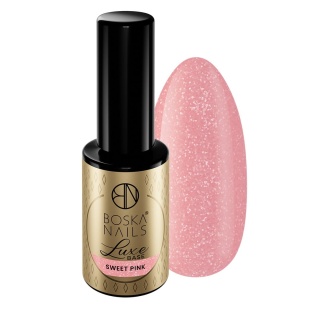 Boska Nails Luxe Base Sweet Pink – Kauczukowa Baza Hybrydowa z Drobinkami 10 ml