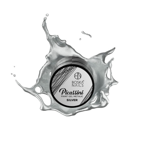 Boska Nails Picassini Metallic Silver Żel do Zdobień Srebrny 5 ml