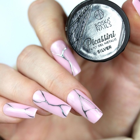 Boska Nails Picassini Metallic Silver Żel do Zdobień Srebrny 5 ml