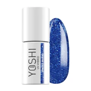 YOSHI Sparks Marks 309 – lakier hybrydowy 6 ml, niebieski glitter TPO-FREE