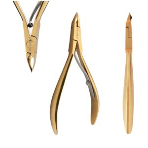 Aba Group Cążki do skórek - jednosprężynowe, złote, 3mm (1150) OSTRE — zdjęcie 1
