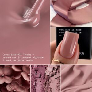 BIBLIOTEKA Cover Base Tender 11 – ciepła beżowo-różowa baza nude, 10 ml — zdjęcie 3