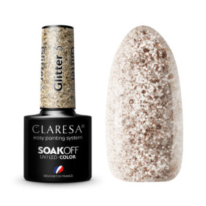 Claresa Lakier hybrydowy Glitter 3 – złoty brokat glamour 5 g