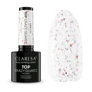 Claresa Top No Wipe Crazy Quartz 5g – top z folią różowo-złotą
