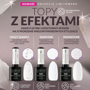 Claresa Top No Wipe Crazy Quartz 5g – top z folią różowo-złotą — zdjęcie 5