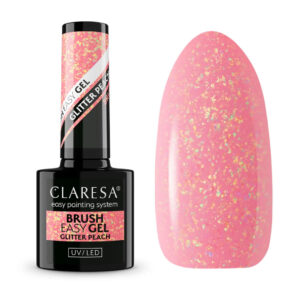Claresa Brush Easy Gel GLITTER PEACH 5g – Elastyczny Żel z Błyszczącą Folią, Samopoziomujący