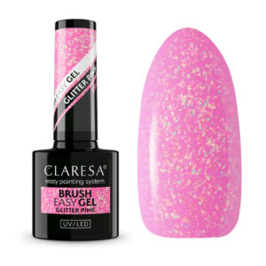 Claresa Brush Easy Gel GLITTER PINK 5g – Elastyczny Żel z Błyszczącą Folią