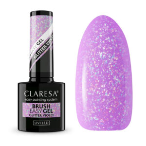 Claresa Brush Easy Gel GLITTER VIOLET 5g – Elastyczny Żel z Błyszczącą Folią