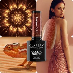 Claresa Ilusion Gold 5 g – złoty lakier hybrydowy kameleon z efektem Ilusion — zdjęcie 1