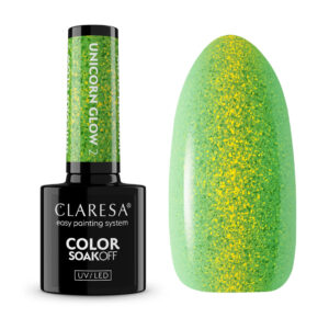 Claresa Lakier Hybrydowy Unicorn Glow 2 5g – Zielony z Złotymi Refleksami