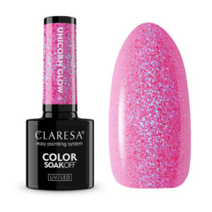 Claresa Lakier Hybrydowy Unicorn Glow 4 5g – Różowy z Niebiesko-Różowymi Refleksami, Półtransparentny