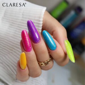 Claresa Rainbow Jello Base Pink 5g ciemno malinowy róż z kawałeczkami folii — zdjęcie 5