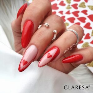Claresa Red 406 5 g – ognisty, strażacki czerwony lakier hybrydowy — zdjęcie 4