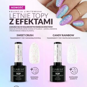 Claresa Top No Wipe Sweet Crush 5g – top z pastelową posypką do paznokci — zdjęcie 4