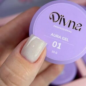 DIVNA Aura Gel 01 – mleczny żel budujący z drobinkami do paznokci średniogęsty, 15 g — zdjęcie 1