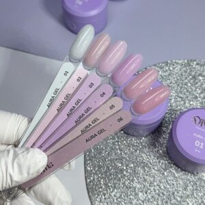 DIVNA Aura Gel 01 – mleczny żel budujący z drobinkami do paznokci średniogęsty, 15 g — zdjęcie 3