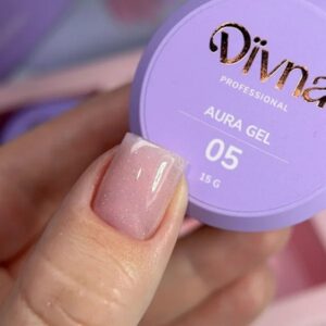 DIVNA Aura Gel 05 – różowy żel budujący z drobinkami do paznokci średniogęsty, 15 g — zdjęcie 1