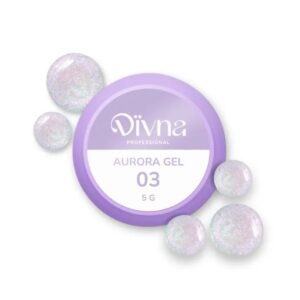 DIVNA Aurora Gel 03 –Srebrny Żel shimmer do zdobień z efektem blasku 5 ml
