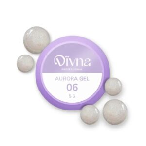 DIVNA Aurora Gel 06 – srebrny żel shimmer do zdobień z efektem blasku 5 ml