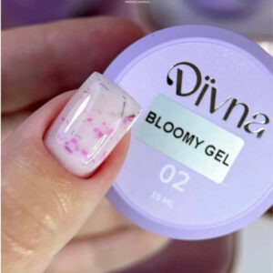 DIVNA Bloomy Gel 02 15ml – Mleczny Żel Samopoziomujący z Kwiatuszkami do Modelowania i Wzmacniania Paznokci — zdjęcie 1