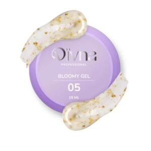 DIVNA Bloomy Gel 05 15 ml – mleczny żel budujący z żółtymi kwiatuszkami do paznokci