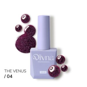 DIVNA The Venus 04 13 ml fioletowy lakier odblaskowy z drobinkami