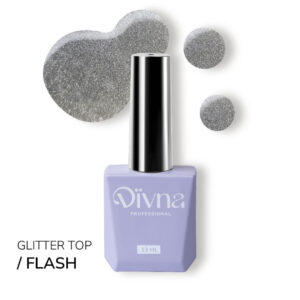DIVNA Top Flash 13 ml srebrny top hybrydowy z drobinkami