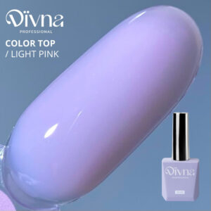 DIVNA Top Light Pink No Wipe 13 ml – różowy top hybrydowy bez przemywania — zdjęcie 1
