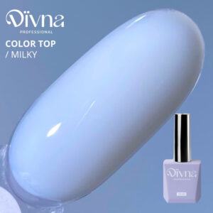 DIVNA Top Milky No Wipe 13 ml – mleczny top hybrydowy bez przemywania — zdjęcie 1