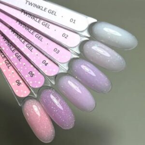 DIVNA Twinkle Gel 06 –brzoskwiniowy żel budujący do paznokci z brokatem i folią, 15 ml — zdjęcie 1