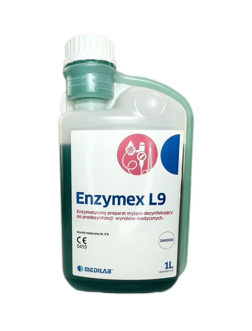 Enzyme-L9-1-l-MEDILAB_5B278985D_1200.jpg Medilab Enzymex L9 1L – Trójenzymatyczny Preparat do Dezynfekcji Narzędzi