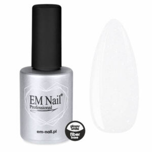 EM Nail Fiber Base Glossy White 15ml – Mleczna baza z drobinkami