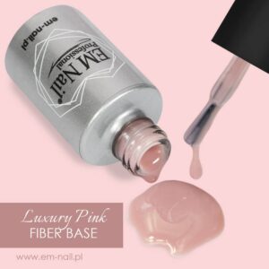 EM Nail Fiber Base Luxury Pink 15ml – baza z włóknem, witaminami i wapniem — zdjęcie 2
