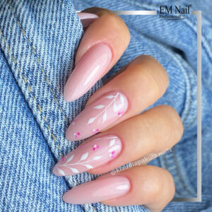EM Nail Fiber Base Pinkflash 15ml różowa baza hybrydowa z drobinkami — zdjęcie 4