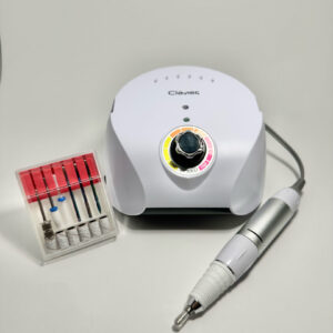 Frezarka do Paznokci Clavier FX 600 – 65W, 35 000 RPM, Biała, Z Pedałem i Zestawem Frezów