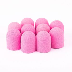 Kapturki 7mm 180 grit 10 szt. AlleMed Fabric Podo Pink – do pedicure różowe — zdjęcie 2