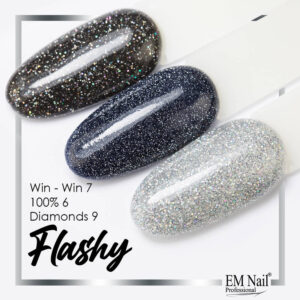 EM Nail Lakier Hybrydowy do paznokci Flashy Diamonds 9 Brokatowy 6ml — zdjęcie 3