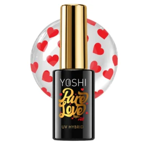 YOSHI Pure Love Top RED 10 ml · romantyczny top hybrydowy z czerwonymi serduszkami TPO-FREE