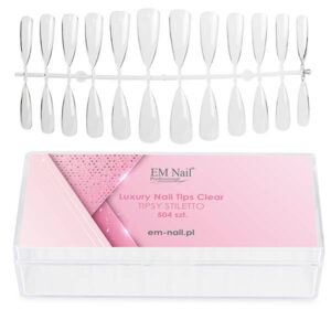 EM Nail Tipsy Tunelowe do paznokci Stiletto Clear – Szpic LUXURY 504 szt.