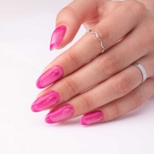 Lakier Hybrydowy MOLLYNAILS 8g Neon Flashy Cat Eye Różowy Brokat Nr173 — zdjęcie 3