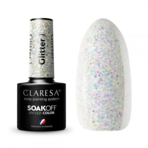 Claresa Lakier hybrydowy Glitter 1 – srebrny brokatowy blask 5g